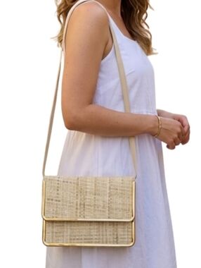 Vintage CABRELLI CANADA Straw Clutch Shoulder Bag